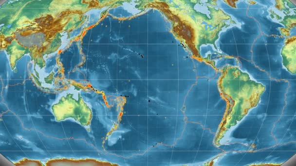 太平洋のテクトニクスが紹介されました。救済。Kavrayskiy Vii 投影 — ストック動画