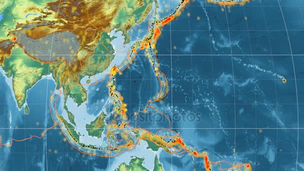 Филиппинская тектоника. Облегчение. Каврайский VII проектор — стоковое видео