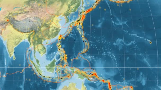 Philippine Sea Tektonika opisywany. Topografia. Kavrayskiy Vii projekcja — Wideo stockowe