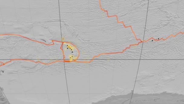 Сэндвич тектоника признакам. Высота серого. Проекция Молльвейда — стоковое видео