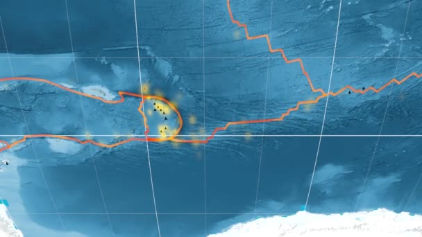 Szendvics tektonikus szerepelt. Topográfia. Mollweide vetítés — Stock videók