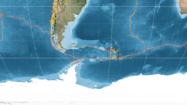 Scotia tektonické vystupoval. Satelitní snímky. Projekce Kavrayskiy Vii — Stock video