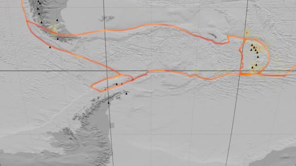 Shetland deniz yaşamı özellikli. Yükseklik gri tonlamalı. Kavrayskiy VII projeksiyon — Stok video