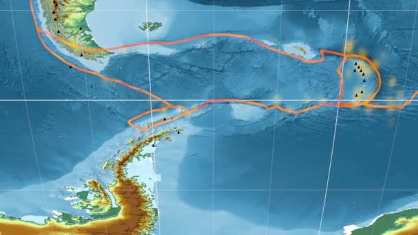 Shetland-Tektonik vorgestellt. Erleichterung. kavrayskiy vii Projektion — Stockvideo