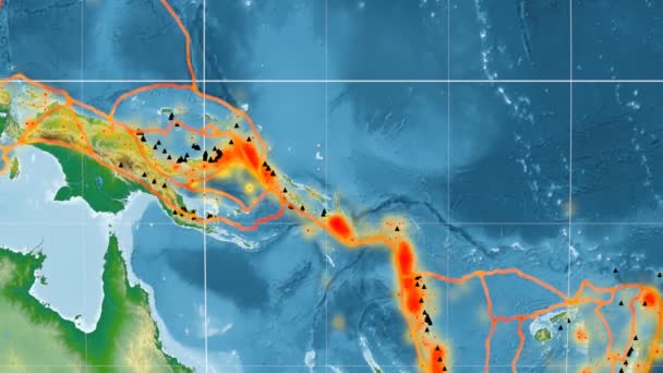 Tectónica del Mar de Salomón. Física. Proyección de Kavrayskiy VII — Vídeos de Stock