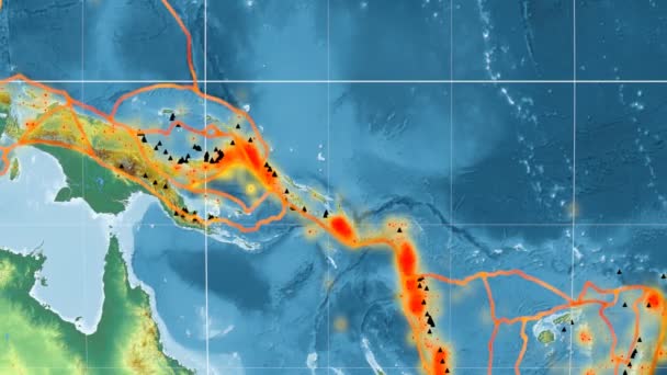 Salomonsjön tektonik skisserat. Lättnad. Kavrayskiy Vii projektion — Stockvideo