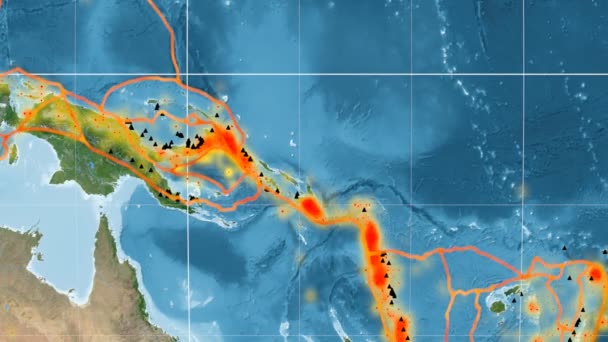 Tettonica del Mar Salomone. Immagini satellitari. Kavrayskiy VII proiezione — Video Stock