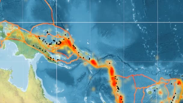 Tettonica del Mar Salomone. Topografia. Kavrayskiy VII proiezione — Video Stock