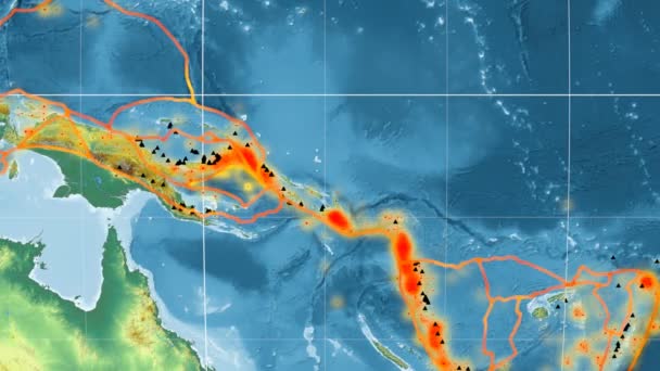 Solomon Sea tectonics featured. Relief. Mollweide projection — Stock Video