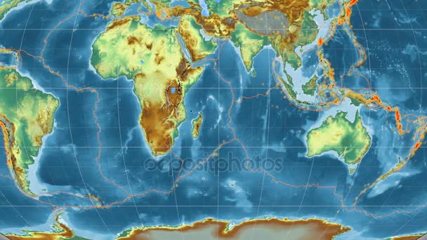 Somalia tectonics featured. Relief. Kavrayskiy VII projection — Stock Video