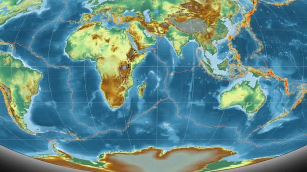 Somalia tektonics vorgestellt. Erleichterung. Mollweide-Projektion — Stockvideo