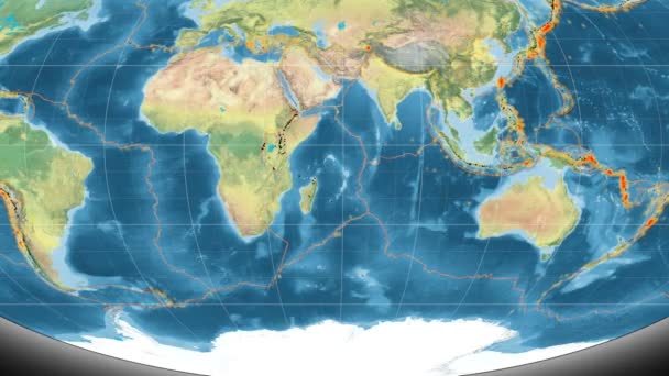 Szomália tektonikus szerepelt. Topográfia. Mollweide vetítés — Stock videók
