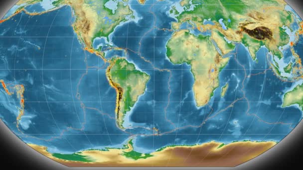 Suramérica tectónica aparece. Física. Proyección de Kavrayskiy VII — Vídeos de Stock