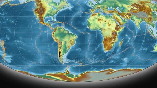 South America tectonics featured. Relief. Mollweide projection — Stock Video