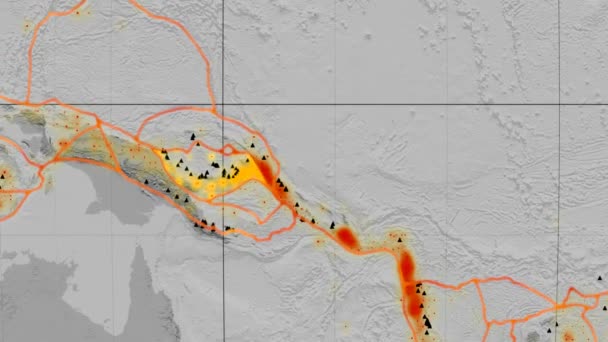 南ビスマルク テクトニクスが紹介されました。標高グレースケール。Kavrayskiy Vii 投影 — ストック動画