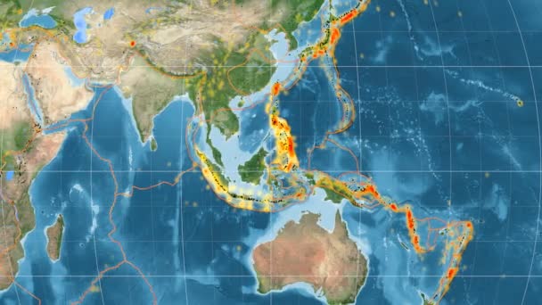 Sunda tektonics vorgestellt. Satellitenbilder. kavrayskiy vii Projektion — Stockvideo