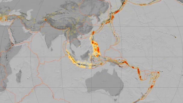 Προτεινόμενα Sunda τεκτονική. Ανύψωση σε κλίμακα του γκρι. Mollweide προβολής — Αρχείο Βίντεο
