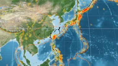 Yangtze deniz yaşamı özellikli. Uydu görüntüleri. Mollweide projeksiyon