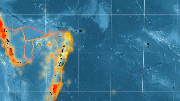 Tonga tectónica aparece. Alivio. Proyección de Kavrayskiy VII — Vídeo de stock