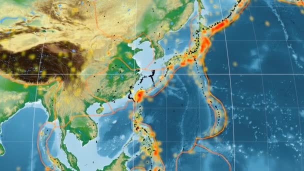 长江构造特色。物理。Mollweide 投影 — 图库视频影像