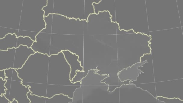 Ukraina dan lingkungannya. Skala abu-abu — Stok Video