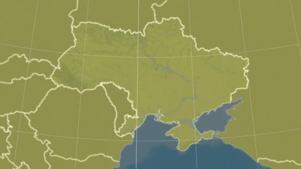 Украина и окрестности. Топография — стоковое видео