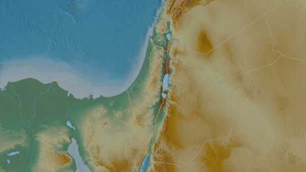Η Χάιφα εξωθείται. Το Ισραήλ. Στερεογραφικός ανάγλυφος χάρτης — Αρχείο Βίντεο