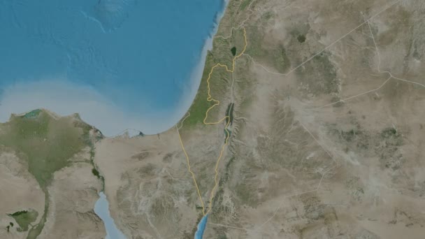 Haifa geëxtrudeerd. Israël. Sterografische satellietkaart — Stockvideo