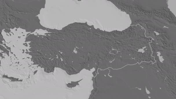 Diyarbakir extrudido. A Turquia. Mapa bilevel estereográfico — Vídeo de Stock