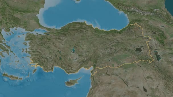 Το Hatay εξωθείται. Τουρκία. Στερεογραφικός δορυφορικός χάρτης — Αρχείο Βίντεο