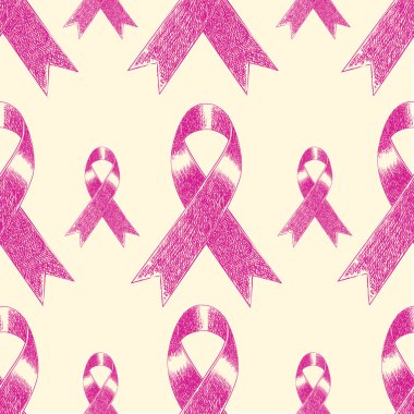 Meme Kanseri Bilinçlendirme desenleri. Pembe kurdele el çekilmiş.