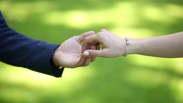 Руки жениха и невесты — стоковое видео