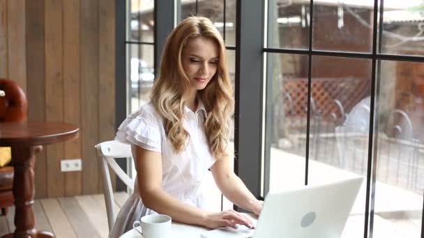 Mujer trabajando por cuenta propia — Vídeo de stock