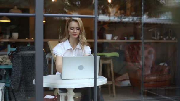 Freelance εργασία γυναίκα — Αρχείο Βίντεο