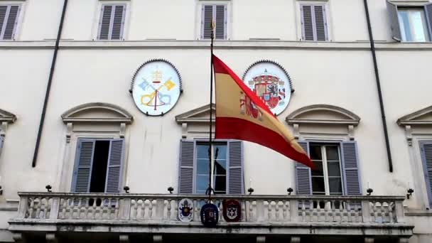 Red - yellow Spanish flag, a national symbol of Spain — Stock Video