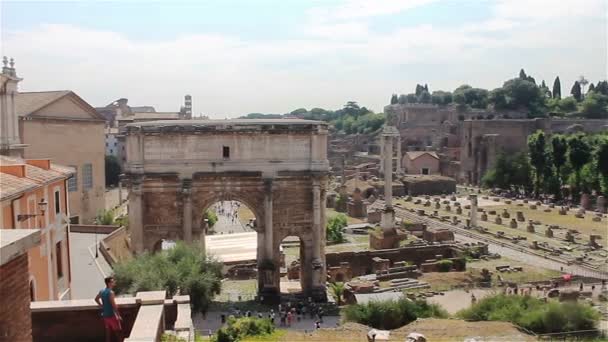 Panorama de Roma, Fórum Romano — Vídeo de Stock