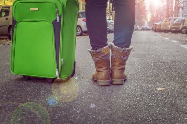 kadın turizm seyahat Avrupa kentinde sokaklarda olduğunu