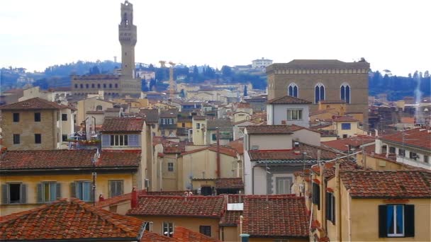 Paisaje urbano y el Palazzo Vecchio en Florencia, Italia — Vídeos de Stock