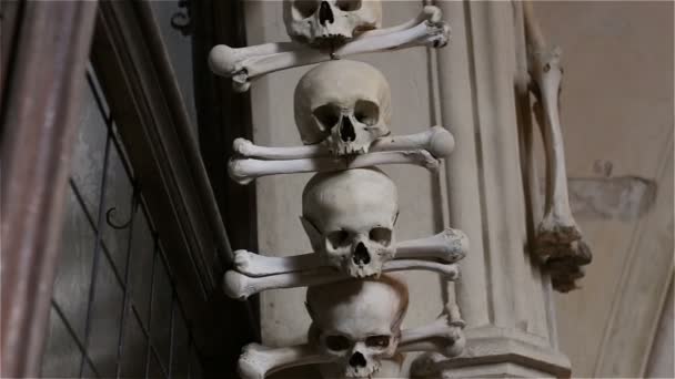 Czech Republic Kutna Hora Skulls Bones Ossuary Kutna Hora — Stock Video