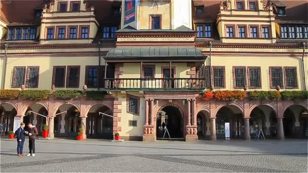 Leipzig Alemania Noviembre 2017 Edificio Del Ayuntamiento Viejo Centro Ciudad — Vídeos de Stock