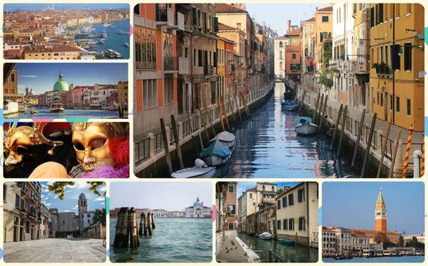 A collage of photos of attractions Venice Italy — Stock Photo, Image