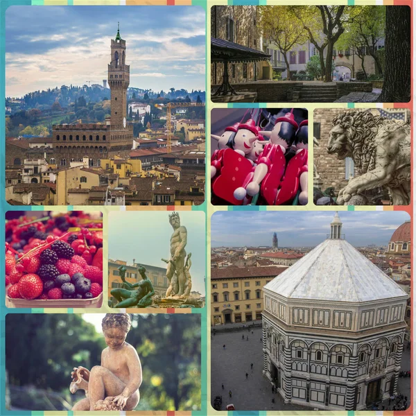 Collage of photos of attractions Florence Italy — Stock Photo, Image