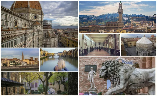 Collage of photos of attractions Florence Italy — Stock Photo, Image