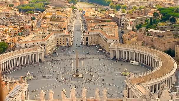 La plaza principal del Vaticano con un obelisco, vista superior — Vídeo de stock