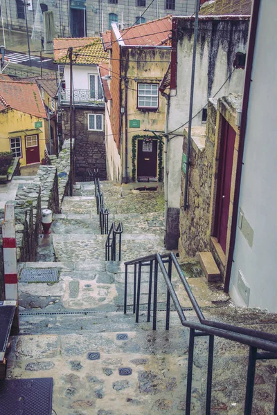 Colorful city street in Porto, Portugal. European urban architecture