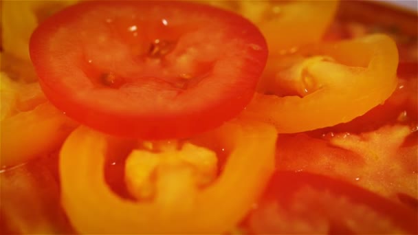 Fondo Natural Brillante Tomates Rodajas — Vídeos de Stock