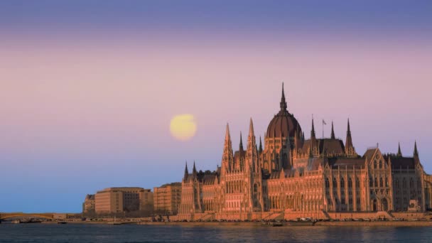 Schöne Aussicht Auf Das Parlament Der Donau Budapest Ungarn — Stockvideo