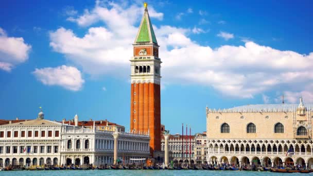 Живописный Пейзаж Венецианский Большой Канал Кампанильская Колокольня — стоковое видео