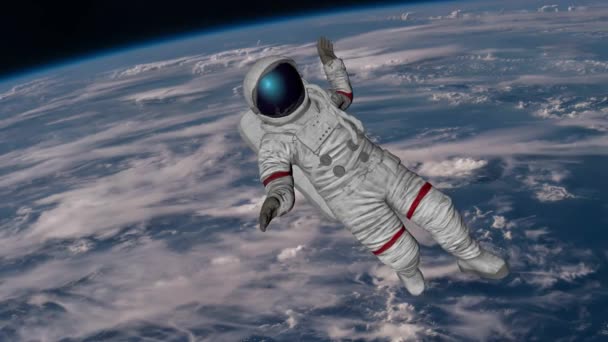 Astronaut Zasáhne Planetu Zemi Prvky Tohoto Videa Vybaven Nasa Vykreslování — Stock video