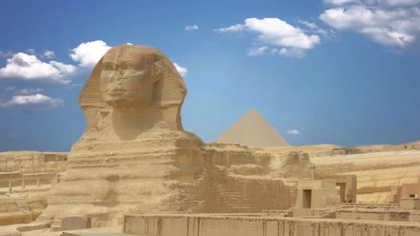 Forntida Sfinx Och Ruiner Andra Tempel Symbol För Egypten — Stockvideo